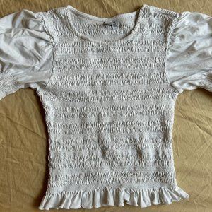 & Other Stories NWOT Shirred Crop Top with Puffy Sleeves in White